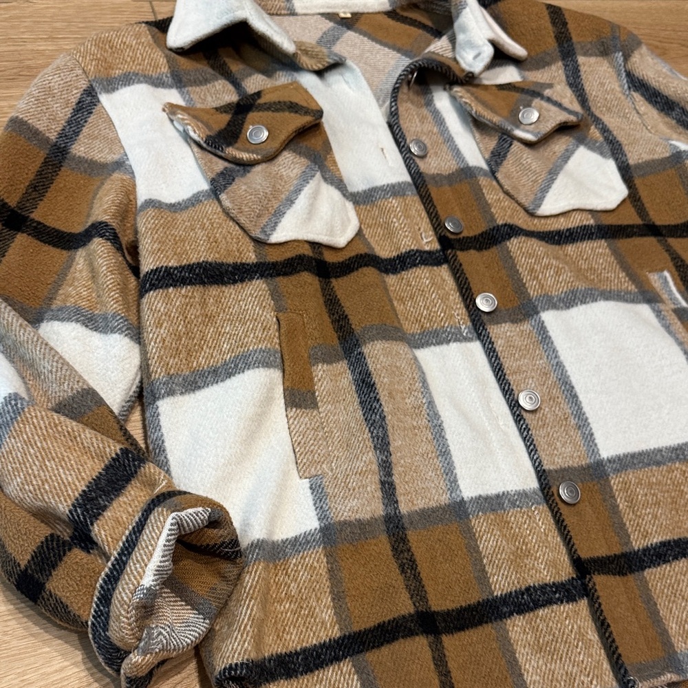 Plaid Button-Up Shacket - Picture 2 of 6